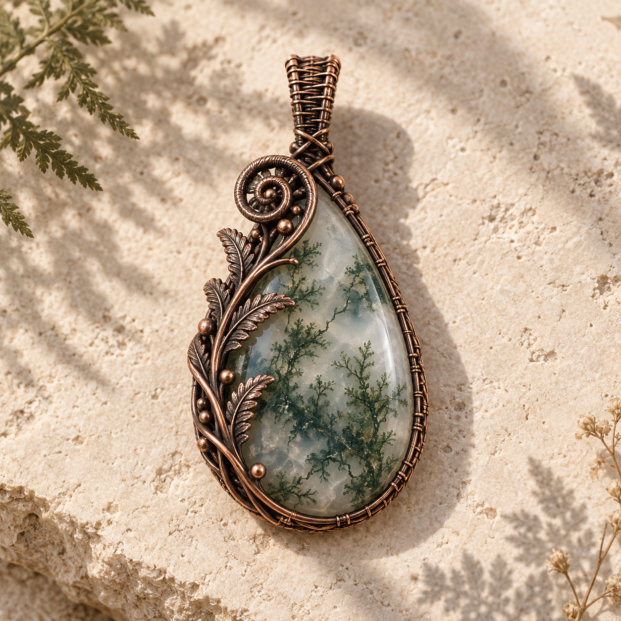 Forest Fern - Moss Agate Pendant