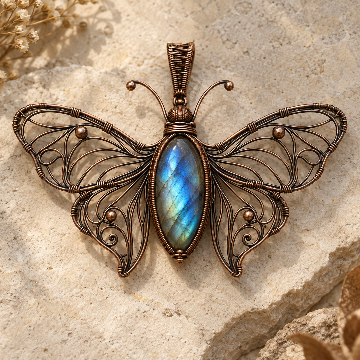 Luna Moth - Labradorite Pendant