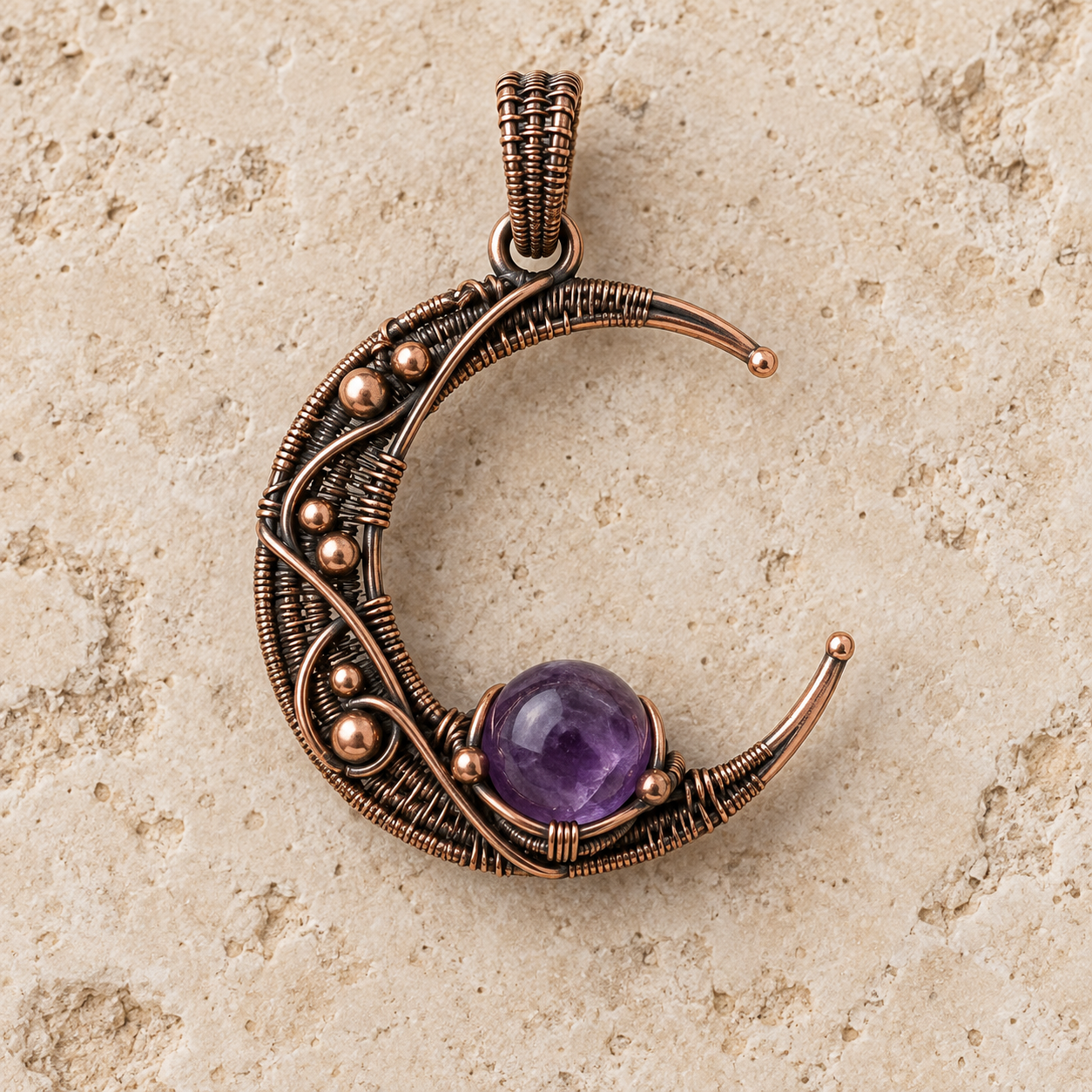 Amethyst Crescent - Moon Pendant