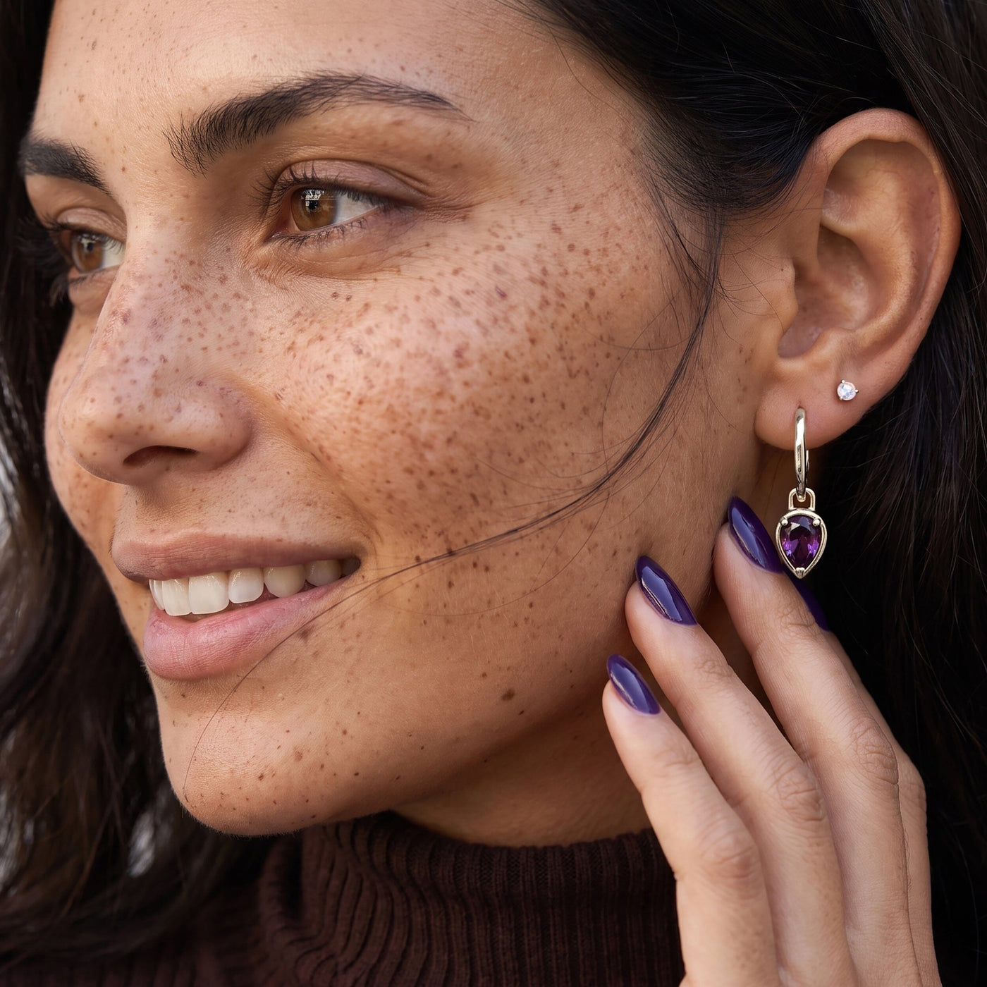 Amethyst Flow Hoops - February Birthstone jewellery