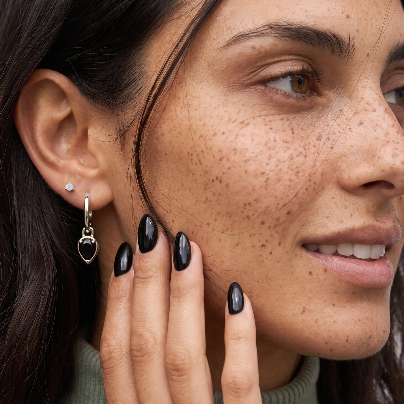 Black Onyx Flow Hoops - December Birthstone jewellery