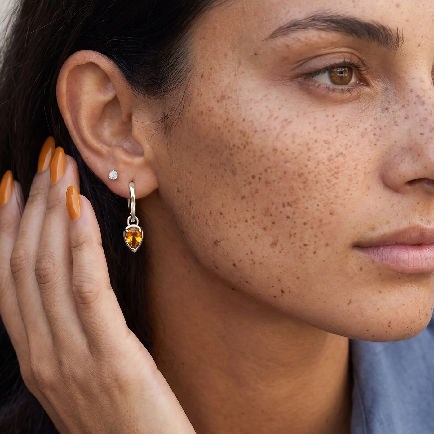 Citrine Flow Hoops - November Birthstone jewellery