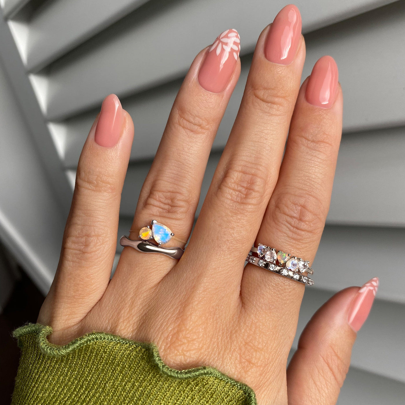 Floating Ring - Toi Et Moi Moonstone & Opal jewellery