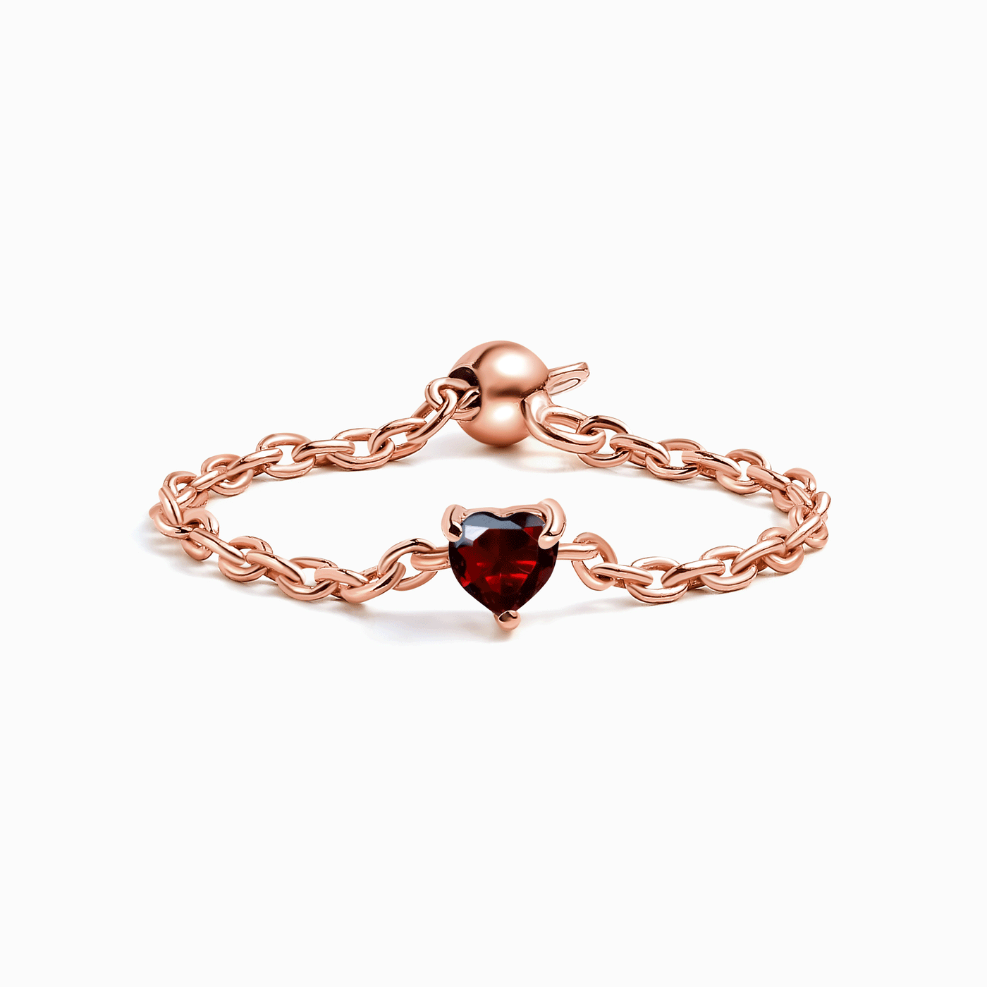 Garnet Adjustable Chain Ring - Love jewellery