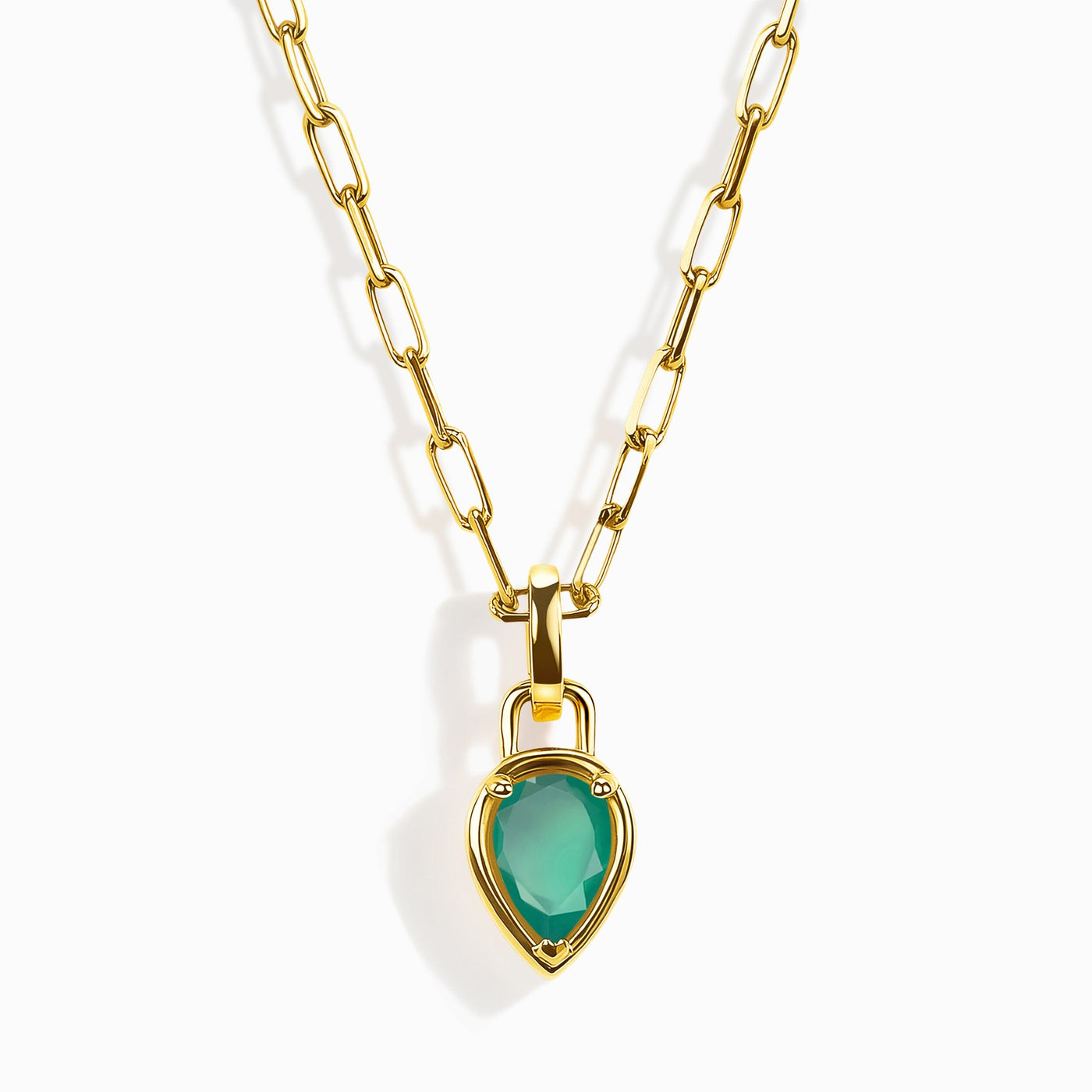 Green Onyx Widelink Necklace - May Birthstone jewellery