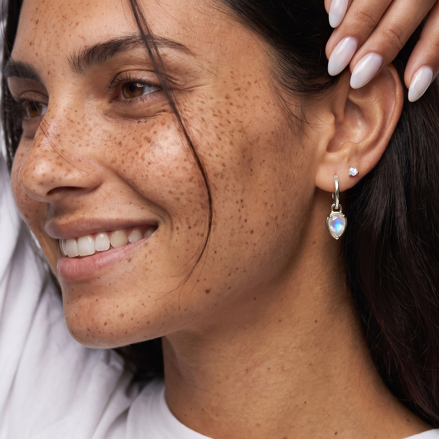 Moonstone Flow Hoops - June Birthstone jewellery