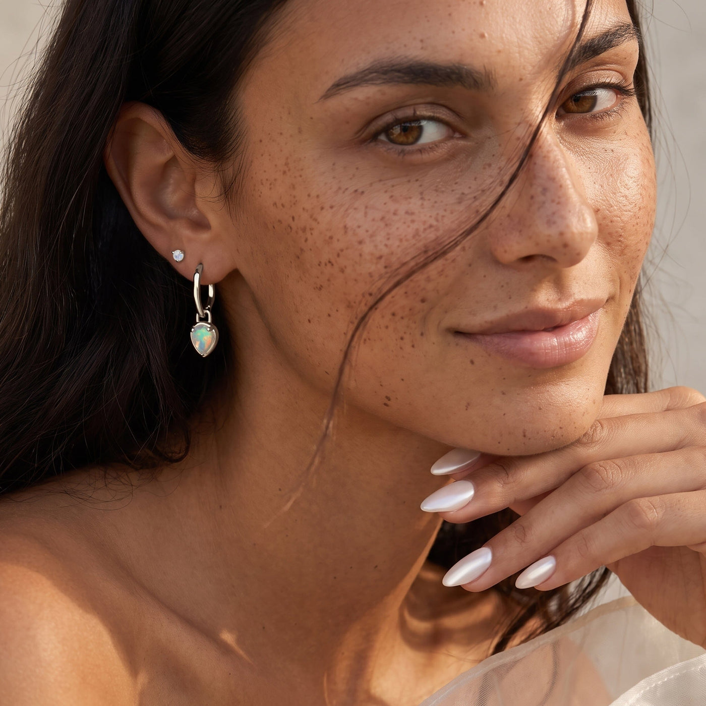 Opal Flow Hoops - October Birthstone jewellery