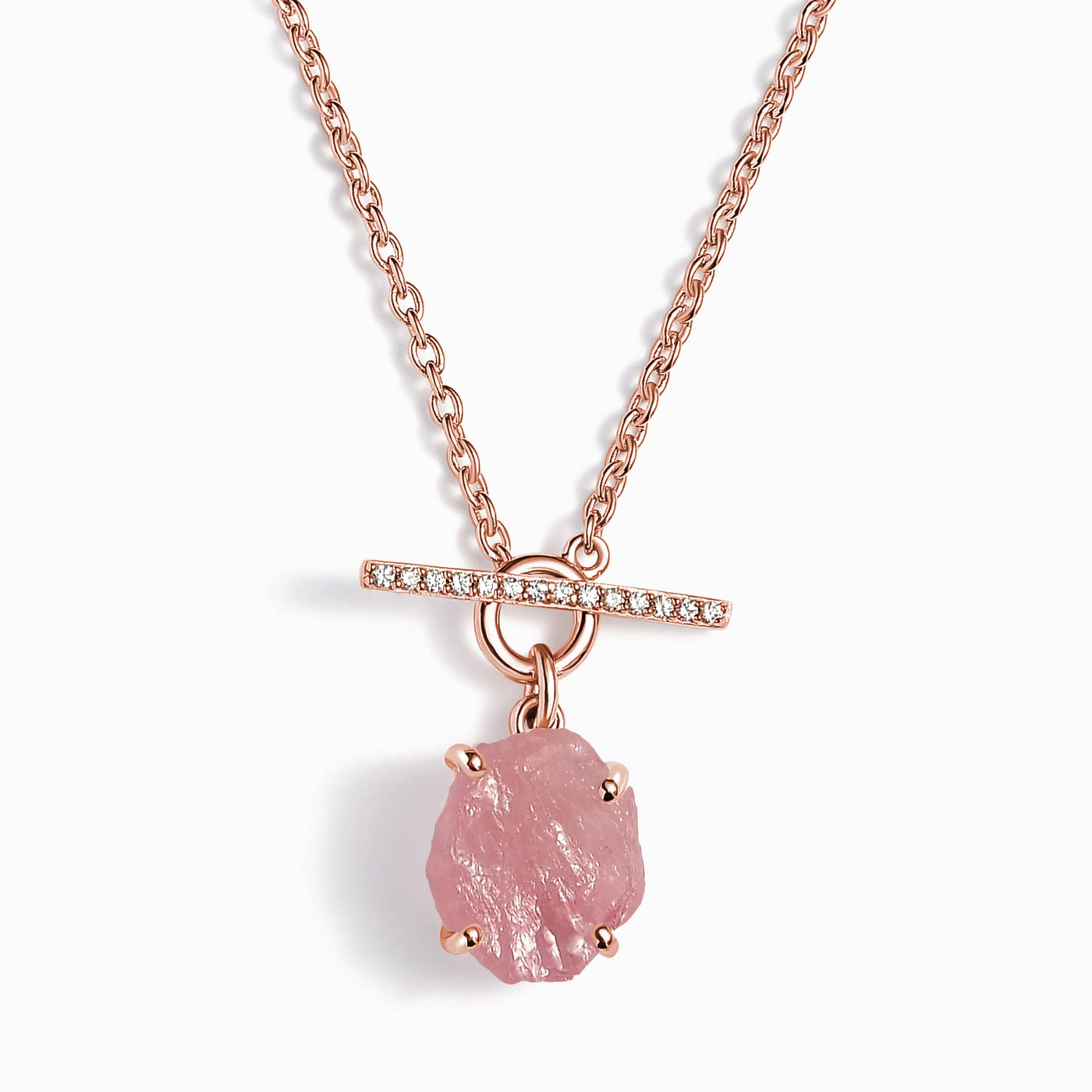 Raw Crystal Necklace - Rose Quartz T-Lock jewellery