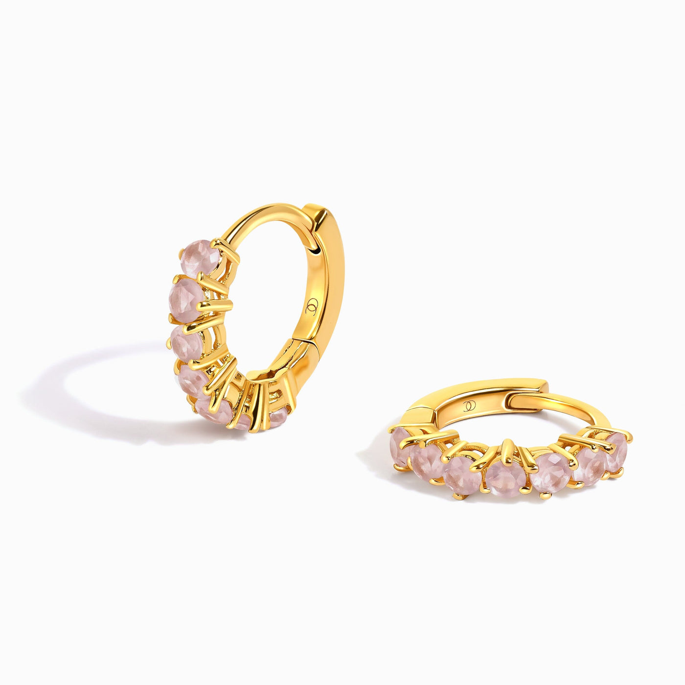 Rose Quartz Earrings - Bonny Hoops - October Birthstone jewellery