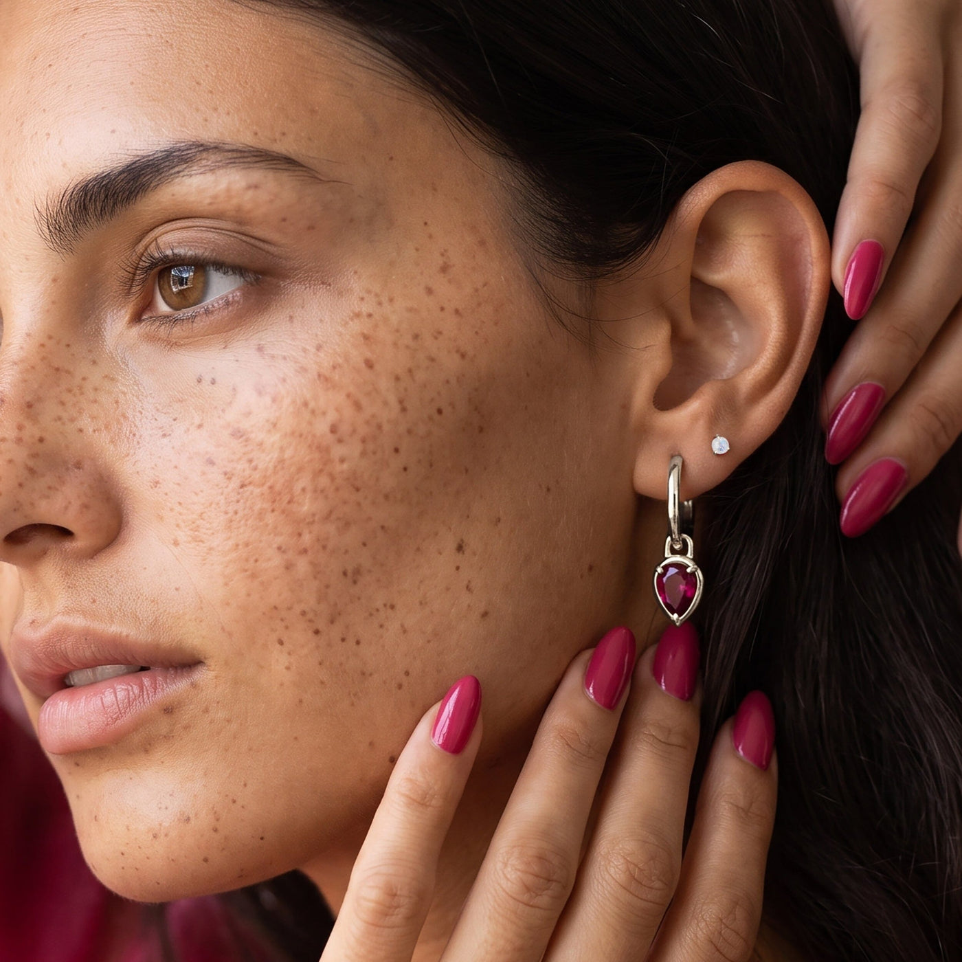 Ruby Flow Hoops - July Birthstone jewellery